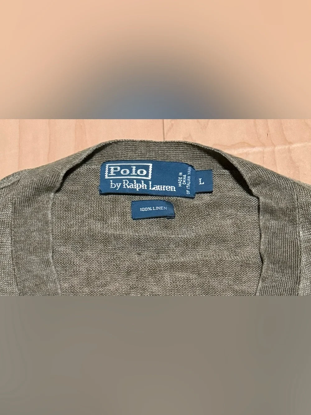 Polo Ralph Lauren 100% Linen Cardigan Sweater Lightweight Olive Green Men’s L